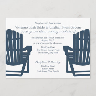 Adirondack Navy Blue Beach Stairs Wedding Einladung