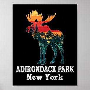 Adirondack Park Elch-Silhouette Wandern New York Poster