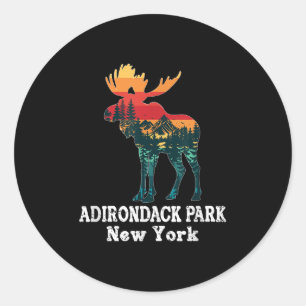 Adirondack Park Elch-Silhouette Wandern New York Runder Aufkleber