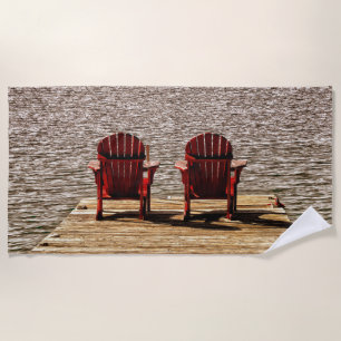 Adirondack Red Beach Chairs Hütte Land Strandtuch