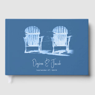 Adirondack-Strandstühle Azurblau Weiße Hochzeit Gästebuch