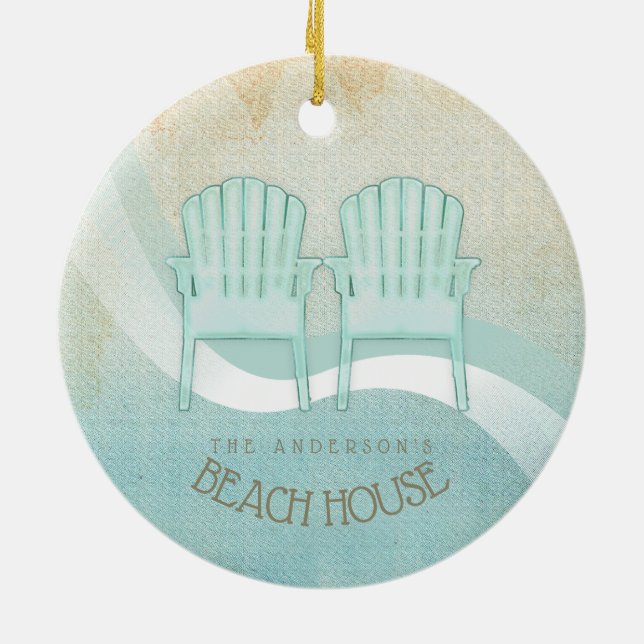 Adirondack-Stühle Aqua Blue ID623 Keramik Ornament (Hinten)