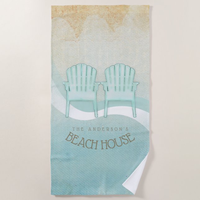 Adirondack-Stühle Aqua Blue ID623 Strandtuch (Vorderseite)