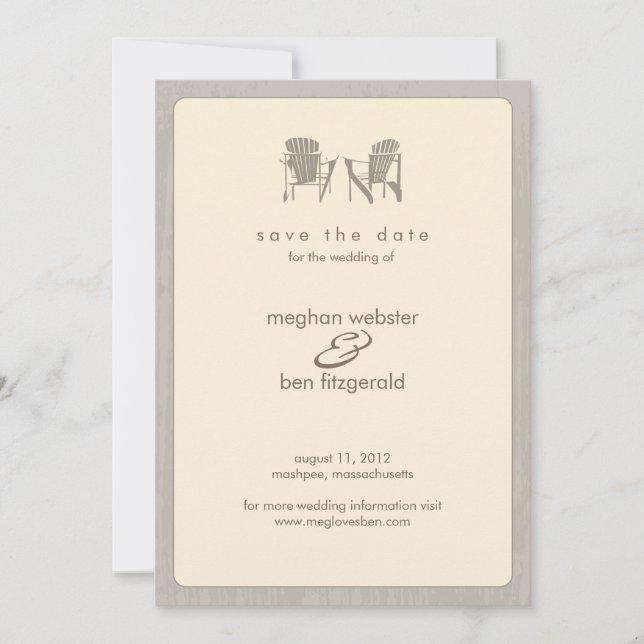 Adirondack-Stühle Hochzeit speichern das Datum Save The Date (Vorderseite)
