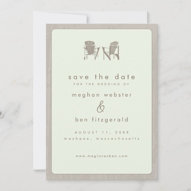 Adirondack-Stühle Hochzeit speichern das Datum Save The Date (Vorderseite)