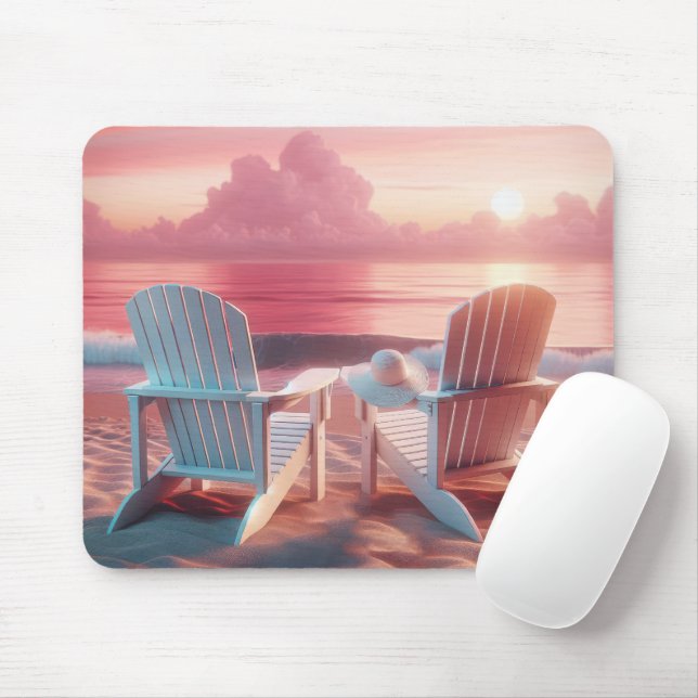 Adirondack-Stühle in rosa Sonnenuntergang Mousepad (Mit Mouse)