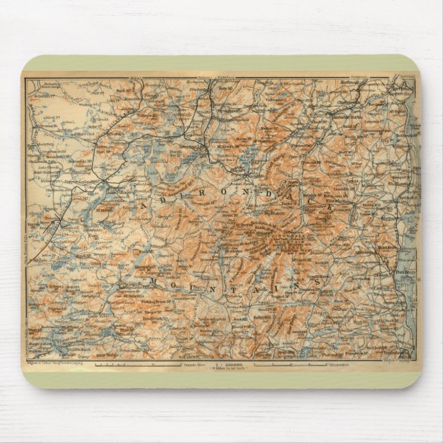Adirondacks-Karte 1909 von die Reise-dem Führer Mousepad (Vorne)