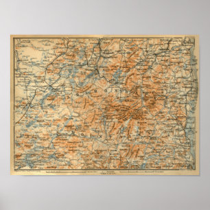 Adirondacks-Karte 1909 von die Reise-dem Führer Poster
