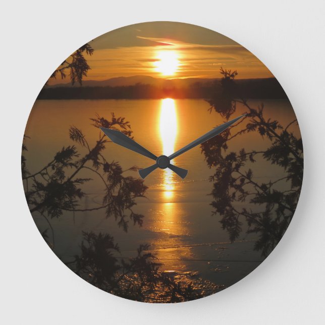 Adirondacks (NY) Sunset Photo Wall Clock Große Wanduhr (Vorderseite)