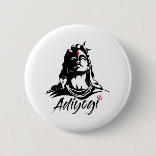 Adiyogi oder Adhi Yogi Shiva Mahadev Om hindisch Button