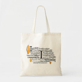 Adjektive Word Cloud beginnt mit Buchstabe I Tragetasche