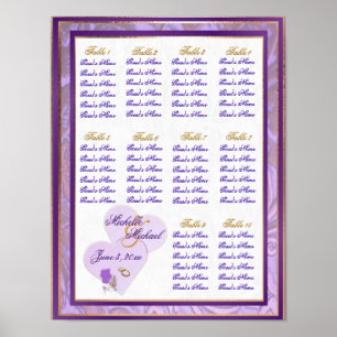Adjustable Size Lavender and Purple Seating Chart Poster