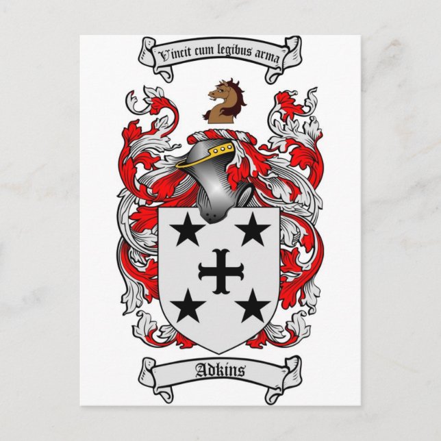 Adkins-Wappen / Adkins-Familienwappen Postkarte (Vorderseite)