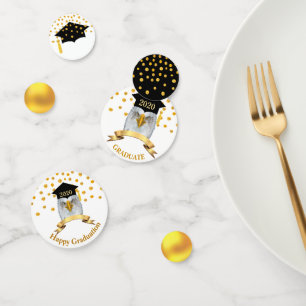 Adler-Abschluss in Black & Gold Table Confetti Konfetti