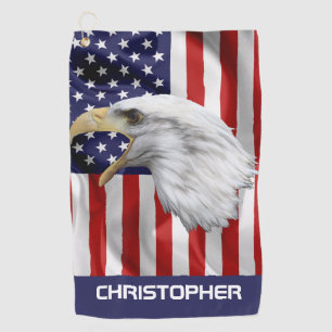 Adler angreifen, die amerikanische Flagge, Patriot Golfhandtuch