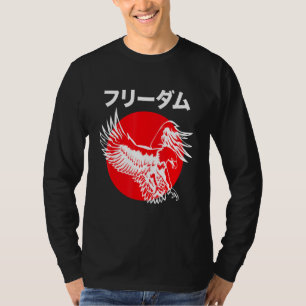 Adler attackierte japanisches Kanji, das beim Aufs T-Shirt