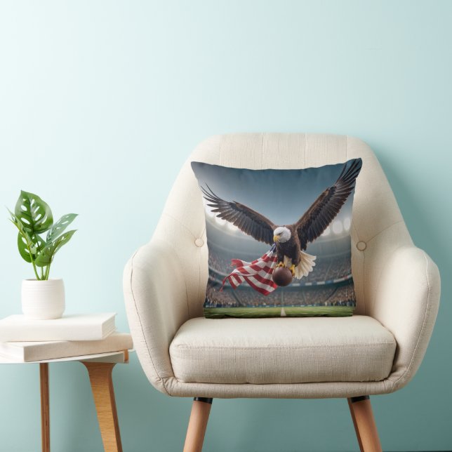 Adler auf Bald mit Fußball und Flagge Kissen (Stuhl )