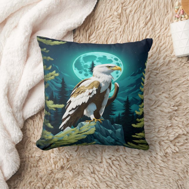 Adler auf Felsen unter dem Himmel Kissen (Decke)