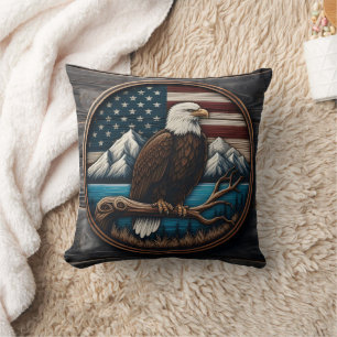 Adler auf Zweig, amerikanische Flagge Kissen