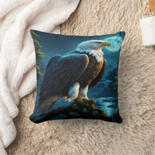 Adler bei Nacht unter Vollmond Kissen