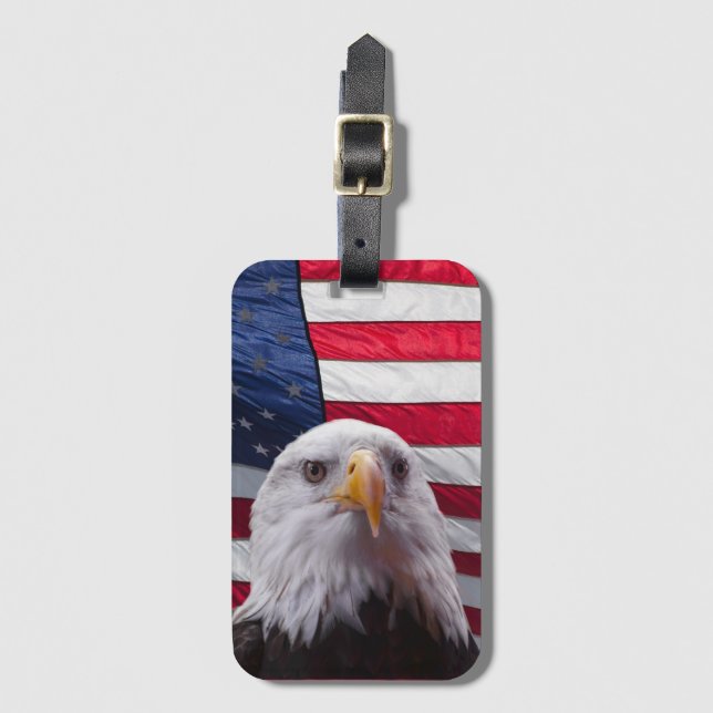 Adler der Amerikanischen Bald und die amerikanisch Gepäckanhänger (Vorderseite Vertikal)