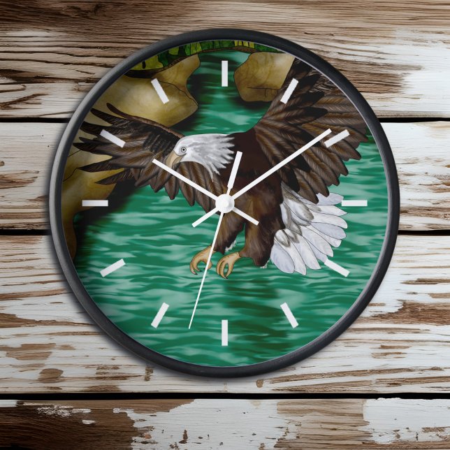 Adler, der über Fluss und Berge fliegt Uhr (Von Creator hochgeladen)
