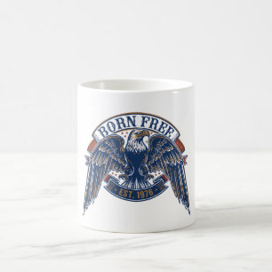Adler-Emblem mit Born Free-Banner, majestätischer  Kaffeetasse