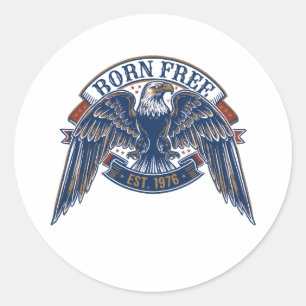 Adler-Emblem mit Born Free-Banner, majestätischer  Runder Aufkleber