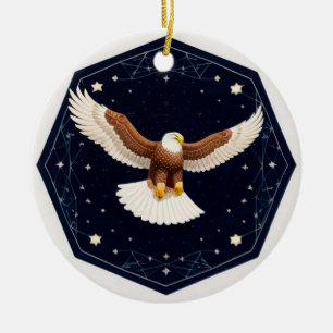 Adler fliegt gegen sternenklaren Hintergrund Keramik Ornament