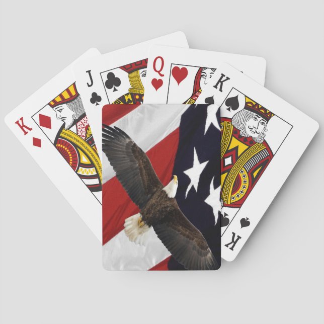 Adler fliegt über amerikanische Flagge Spielkarten (Rückseite)