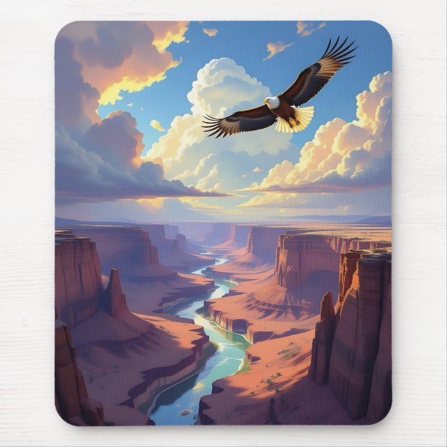 Adler fliegt über eine Schlucht Mousepad (Vorne)