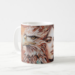 Adler - Frau - Wolf - Aquarellkunst 1 - Fan Fun Kaffeetasse