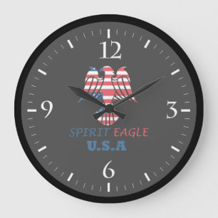 Adler Geist USA-Flagge Große Wanduhr