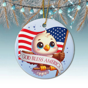 Adler Gott segne Amerika USA-Flagge Patriotisch 🦅 Keramik Ornament
