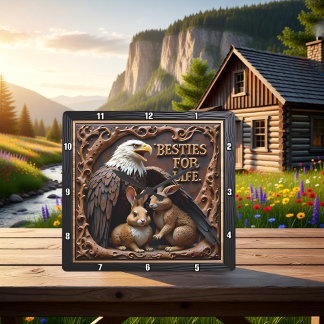 Adler-Hasen-Texturierte Gefährten Quadratische Wanduhr