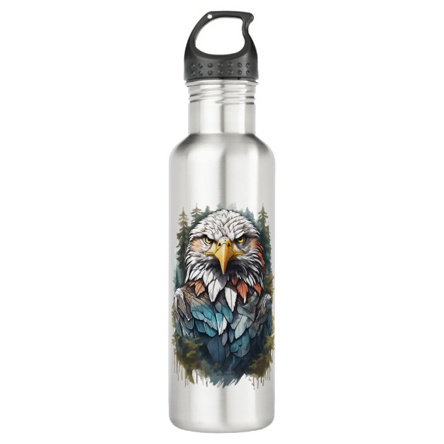 Adler Head in Forest Edelstahlflasche (Vorderseite)