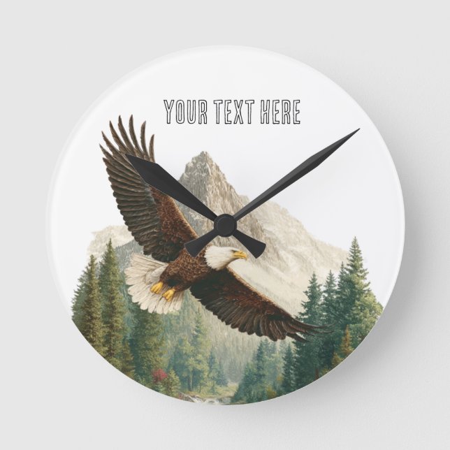 Adler im Flug  Runde Wanduhr (Vorderseite)