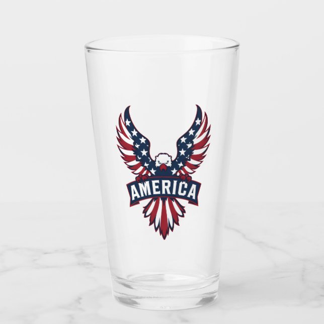 Adler in den Farben der amerikanischen Flagge. Glas (Vorderseite)