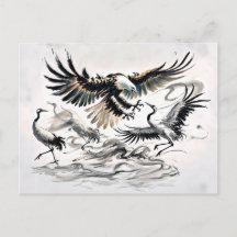 Adler Jagd auf ein chinesisches Kranfarbengemälde