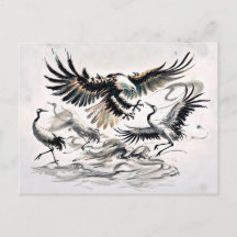 Adler Jagd auf ein chinesisches Kranfarbengemälde
