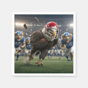 Adler läuft mit einem Fußball Serviette