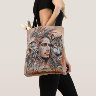 Adler - Mann - Wolf - Aquarellkunst 1 - Fanspass Tasche