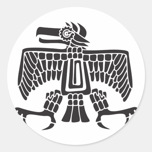 Adler, mexikanische Hieroglyph(Maya) Runder Aufkleber (Vorderseite)