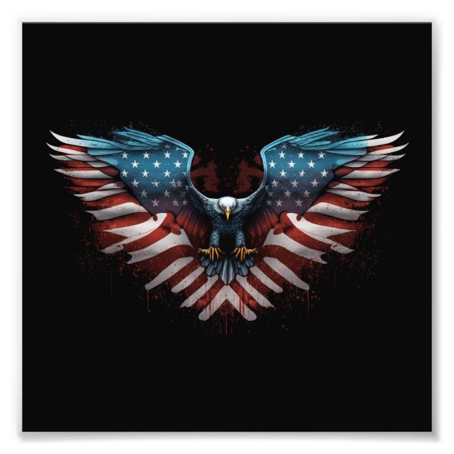 Adler mit amerikanischer Flagge Fotodruck (Vorne)
