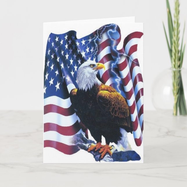 Adler mit amerikanischer Flagge Karte (Vorderseite)
