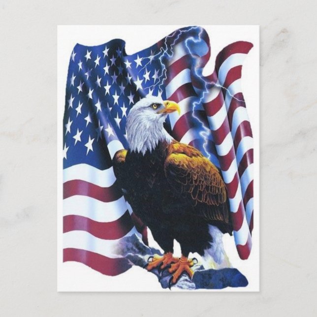 Adler mit amerikanischer Flagge Postkarte (Vorderseite)