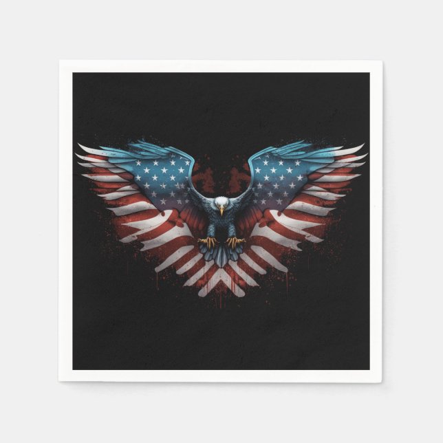 Adler mit amerikanischer Flagge Serviette (Vorderseite)