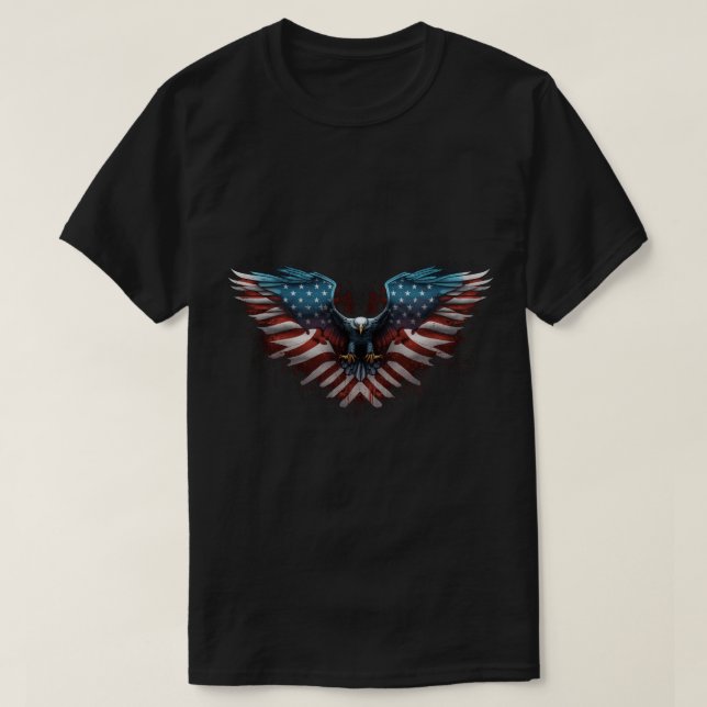 Adler mit amerikanischer Flagge T-Shirt (Design vorne)