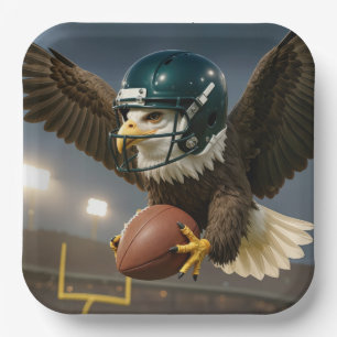 Adler mit einem Football in einem Sportstadion Pappteller