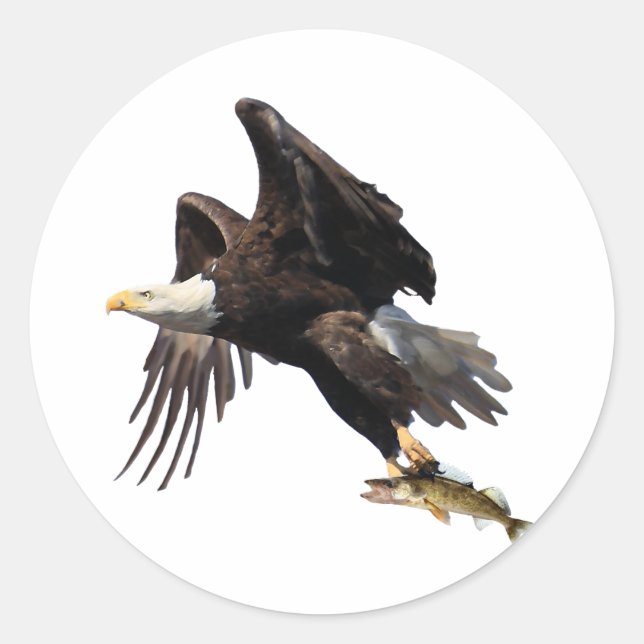 Adler mit Fisch Runder Aufkleber (Vorderseite)